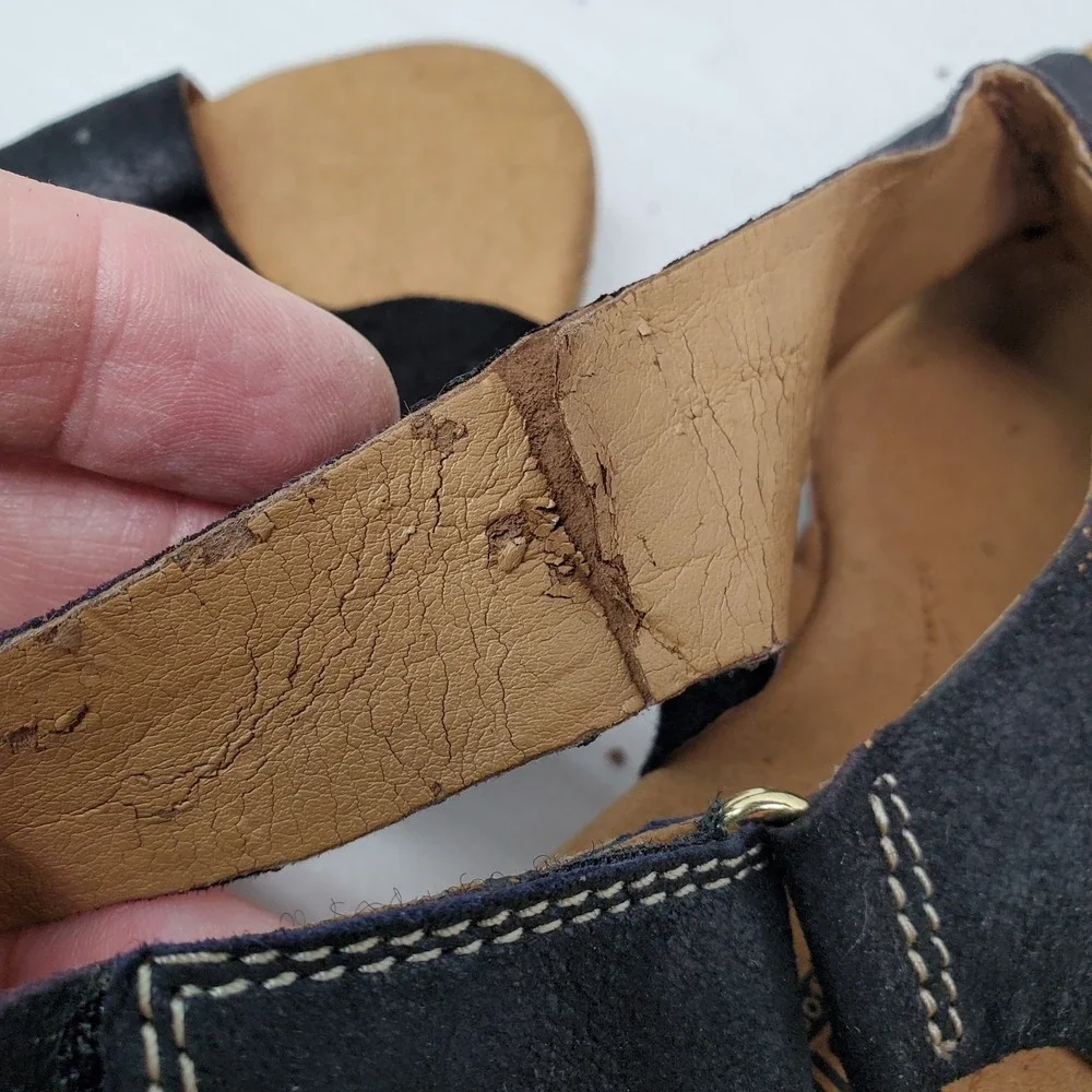Collection By Clarks Cushion Soft Summer Sandals Size 9 Black‎ Leather Fast Ship